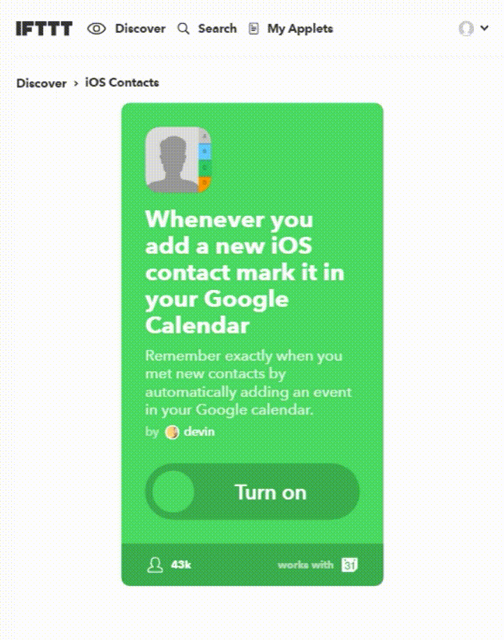 Google calendar IFTTT