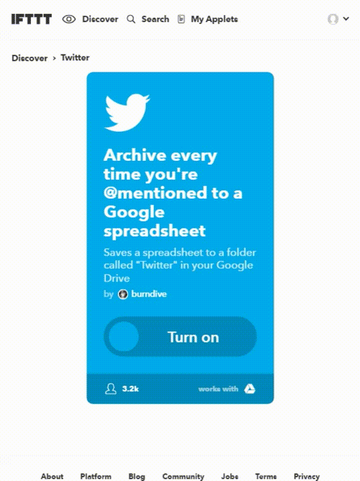 IFTTT Recipe for Twitter